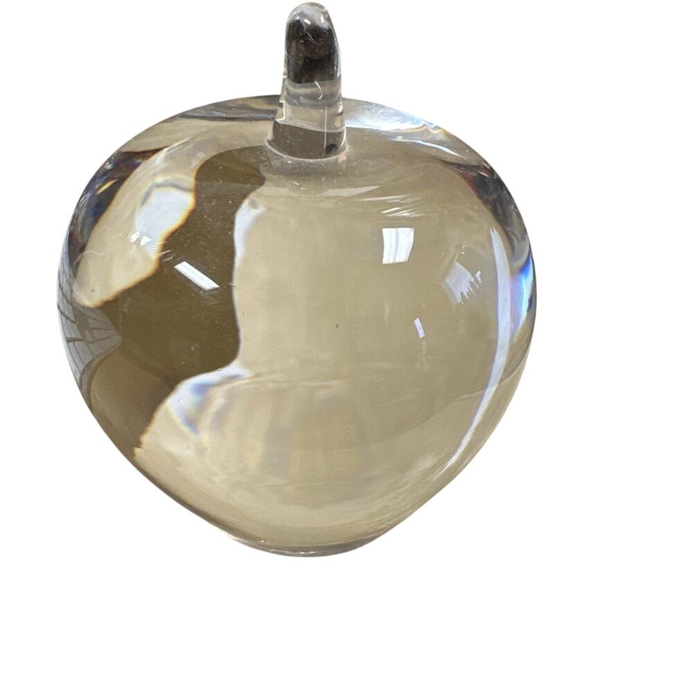 Kosta Boda‎ Sweden Crystal Apple Paperweight Figurine Signed 93050